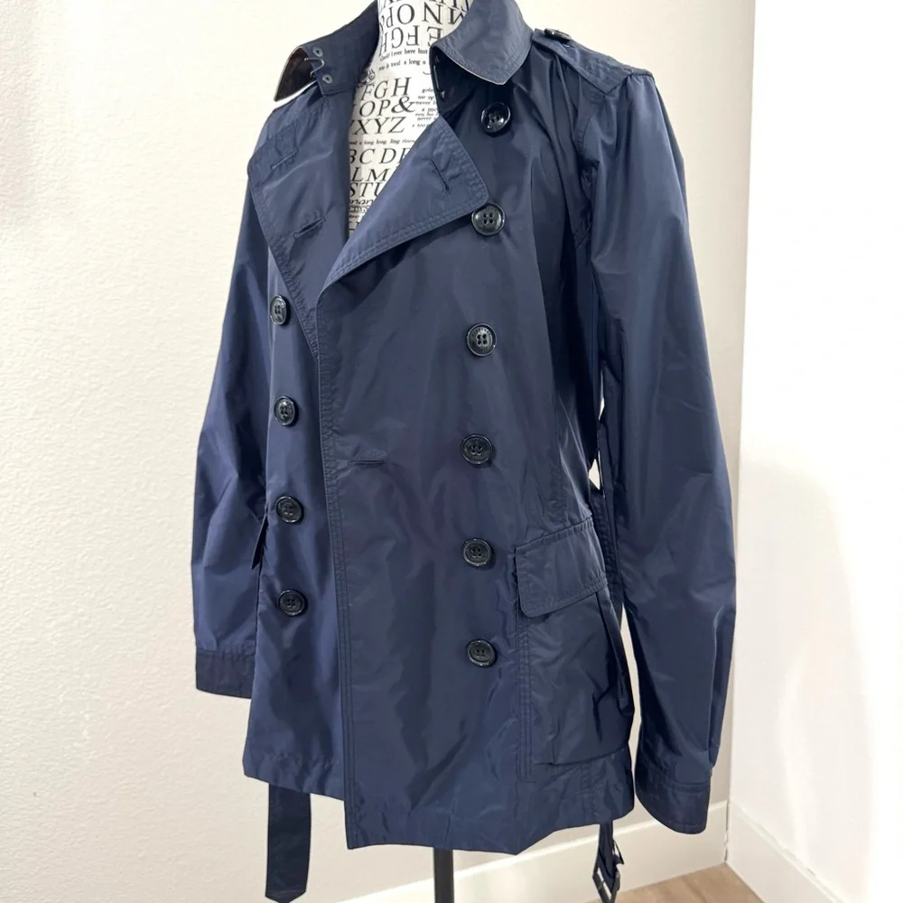 Burberry Brit Navy Belted Short Trench Coat - Picture 7 of 12